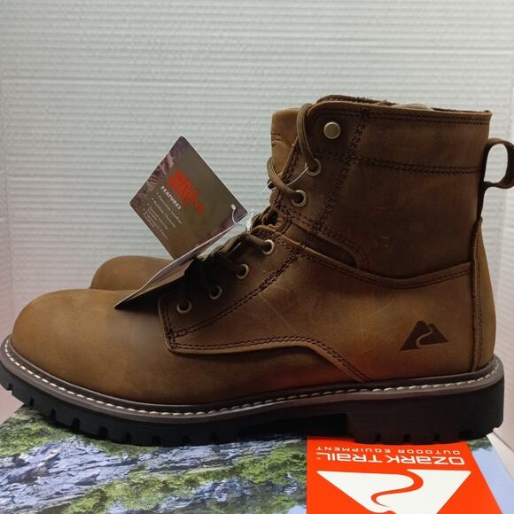 Ozark Trail Men's Range Clean Toe Mountain Hiking Boots Size 10.5 Brown Leather - Picture 3 of 8